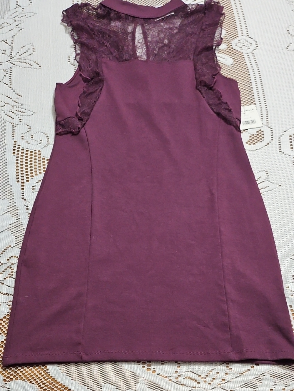 Free People NWT Plum Lace Mini Dress Ruffle Romantic Boho